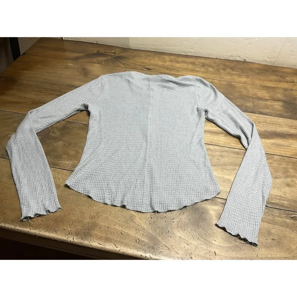 Intimately Free People Womens Y2K Waffle Knit Thermal Henley Top Size M Preppy